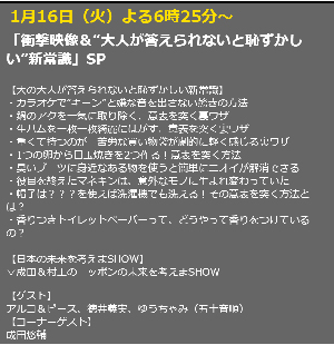 2024年1月16日（火）　テレビ東京系列「ありえへん∞世界」